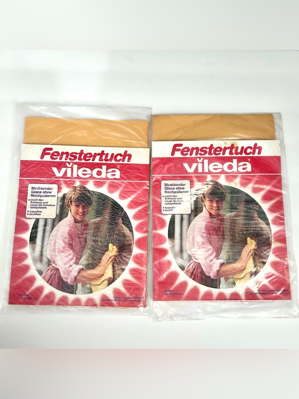Vileda Fenstertuch Window Cleaning Cloths Vintage 1970’s-80’s Orange